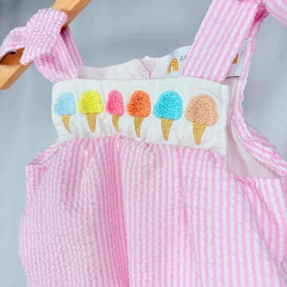 Baby Girls Seersucker Pastel Ice Cream Cone Bubble Romper Outfit 3m / 6m - Picture 5 of 9